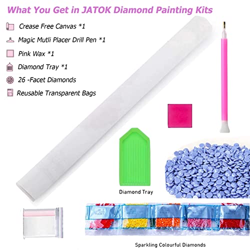JATOK Diamond Painting Kit for Adults, Letter W, 11.8 x 11.8 in | Full Round Drills Diamond Art Kits for Beginners, customize own alphabet, DIY Gem Art and craft Kits with Complete Tools - color: White