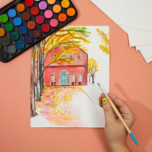 Bright Creations Printable Cold Pressed Watercolor Paper Bulk Pad - 100 Sheets, 8.5 x 11 in, 230 GSM, White - Painting Paper for Acrylics & Sketching - size: 8.5 x 11 In
