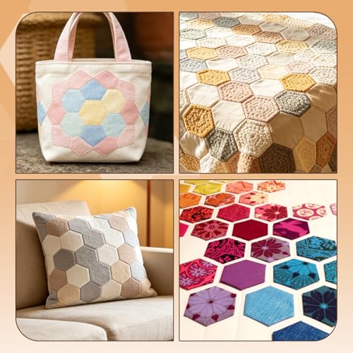 600 PCS Hexagon Piecing Paper Templates, 1.25" White Paper templates, Quilting Templates Accessories for DIY Patchwork Crafts and Sewing Supplies﻿ - size: 1.25 Inch-600pcs Hexagon