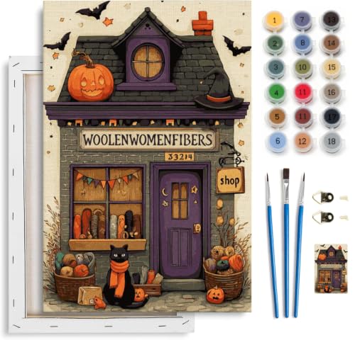 Spandrel Ghost Paint by Number Kits Floral for Adults, Halloween Paint by Number Kits on Canvas Daisy Flower, DIY Acrylic Oil Painting by Numbers Gitfs for Home Wall Decor, 8x12in - color: H-15