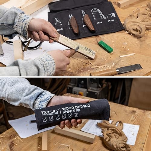 Hutsuls S.06 Wood Carving Knives Kit - Carver’s Choice Whittling Knives for Precision Work, Complete Beginners Whittling Wood Carving Knife Set, Master Craft Wood Whittling Kit for Beginners Kids - color: walnut