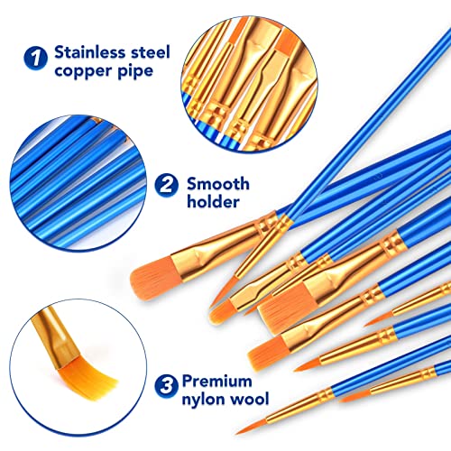 ESRICH 160PCS Paint Brushes, Paint Brush for Acrylic Painting - color: Blue, size: 160