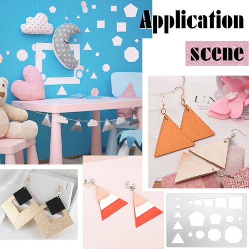 UNICRAFTALE Mix Shape Metal Stencil Cutouts Cutting Stencils Triangle Round Polygon Template Stainless Steel Reusable Stencils Decorative Embossing Drawing for Bracelets Earrings Making Jewelry Craft - style: 4 Styles