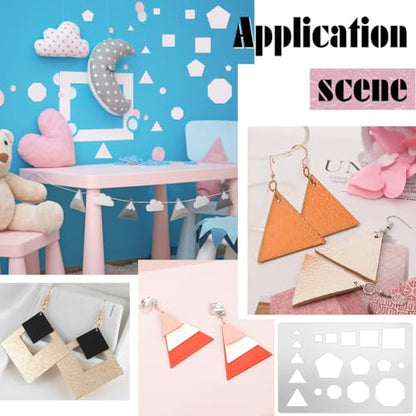 UNICRAFTALE Mix Shape Metal Stencil Cutouts Cutting Stencils Triangle Round Polygon Template Stainless Steel Reusable Stencils Decorative Embossing Drawing for Bracelets Earrings Making Jewelry Craft - style: 4 Styles