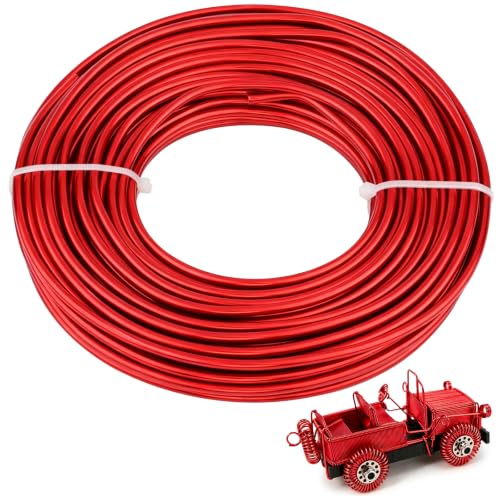 9 Gauge Aluminum Craft Wire, 52.5FT Bendable Armature Wire for Sculpting, Jewelry Making, DIY Crafting, Doll Making, Modelling, Bonsai Training(Red) - color: Red
