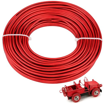 9 Gauge Aluminum Craft Wire, 52.5FT Bendable Armature Wire for Sculpting, Jewelry Making, DIY Crafting, Doll Making, Modelling, Bonsai Training(Red) - color: Red