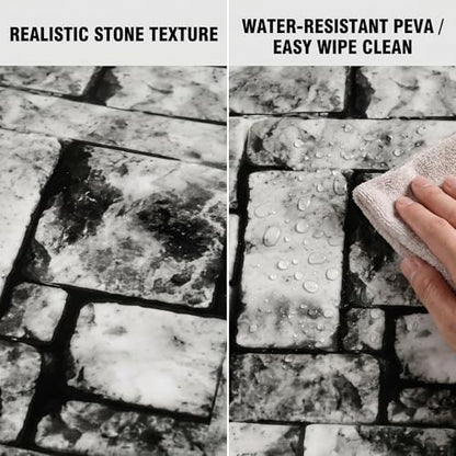 300FT x 54IN Stone Wall Plastic Tablecloth Roll with Slide Cutter Box | Heavy Duty Disposable Table Cover & Wall Backdrop, Cut-to-size for Medieval Party, Community, BBQ & Holiday Events - color: Deep Gray, size: 3600" x 54" (Rectangular)