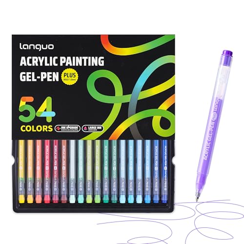 languo Acrylic Gel Pens for Coloring, 54 Colors, 1.0mm Bullet Tip | High Opacity Acrylic Paint Pens, Smooth Ink Flow, Great for Black Paper, Coloring, Drawing, Journaling and DIY Crafts - color: 54 Colors