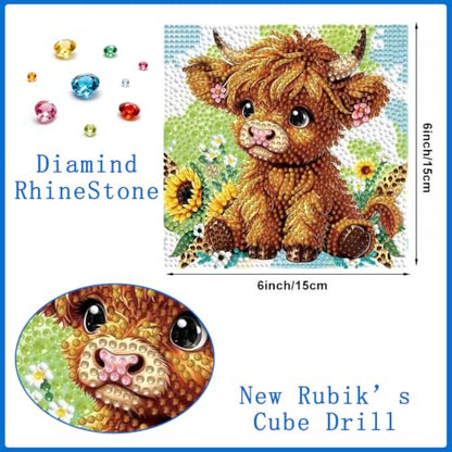 CCGUNANMAOYICC 4 Pieces Diamond Painting Kits for Adults – 5D Full Round Drill Crystal Gem Art with Cute Animal Patterns, Arts and Crafts for Beginners & Seniors, Ideal Gift for Home Wall Decor