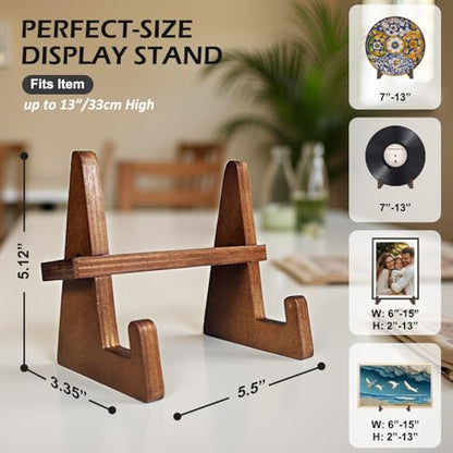 Wooden Display Stand, Plate Holders for Displaying, Photo and Picture Frame Stand, Decorative Table Top Easels, for 7-13" Plate - size: 1 PIECE