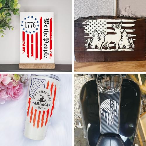 23pcs American Flag Stencil Reusable Patriotic 50 Stars We The People 1776 Stencil Template Drawing Military Flag Stencils for Spray Painting on Wood Wall DIY Crafts Project Shirt Decoration(flag23)