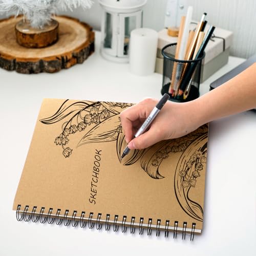 ZEAYEA 3 Pack 8.5 x 11 Inch Spiral Sketchbook, Hardcover Blank Notebook Journal, 60 Sheets/ 120 Pages Per Book, 160gsm Thick Paper, Unlined Sketch Pads for Drawing Painting Art Office Journal Refills