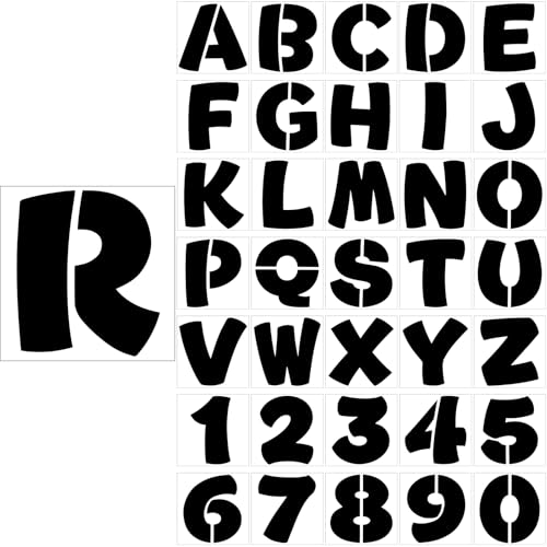 SATINIOR 10 Inch Large Letter Stencils and Numbers, 36 Pcs Reusable Alphabet Stencils Plastic Numbers Templates Craft for Wood Wall Fabric Signage Chalkboard Painting DIY Projects (Cute) - size: 10 Inch, style: Cute