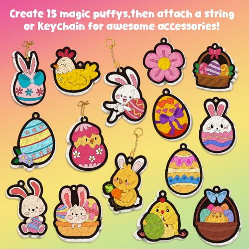 Artnedu Magic Puffy Paint 3D Art,Cute Bunny Theme,Ages 4-10 | Mess-Free Paint by Number Craft for Kids,DIY Color & Inflate Activity, Creative holiday gifts suitable for boys and girls - color: Easter