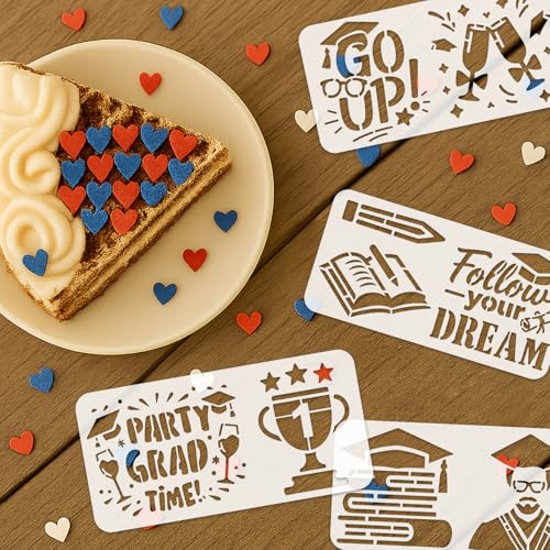 INFUNLY 15PCS Graduation Painting Stencils 3.9×7.87" Graduation Season Wall Stencil Reusable Painting Template Congrats Grad Walls Templates for DIY Crafts Wall Canvas Fabric Graduation-Party Decor - style: 15PCS Graduation