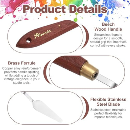 MECCANIXITY Pack of 1 Palette Knife No.7, 8.3" Long Palette Knives with Stainless Steel Flexible Spatula Pallet Knife and Wood Handle for Scraping, Mixing, Oil Acrylic Painting Canvas - style: No.7