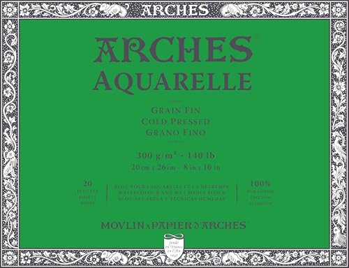 Arches Watercolor Paper Block, Cold Press, 8" x 10", 140 pound - size: 8"x10", style: Cold Press