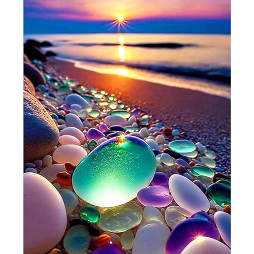 JUJUHOOD Beach Paint by Number Kits for Adults Beginner,Sunset Paint by Number Kit for Adults, Adult Paint by Number Canvas with Paintbrushes and Acrylic Pigment 16x20 inch,Sunset Beach - color: Sunset Beach