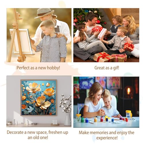 Artunion Framed Paint by Numbers Kit for Adults Beginners & Kids Ages 8-12,Yellow Flower Paint by Number with Frame,Floral Abstract Paint by Numbers Kit on Canvas 10 * 10 Inch Without Easel - color: ZXT-240-F