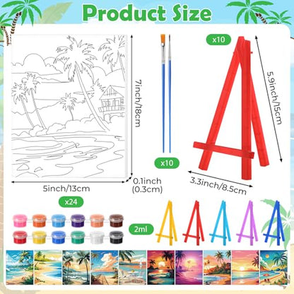 Blosssound 10 Set Pre Printed Canvas for Painting 5x7, Hawaii Canvas - style: Hawaii