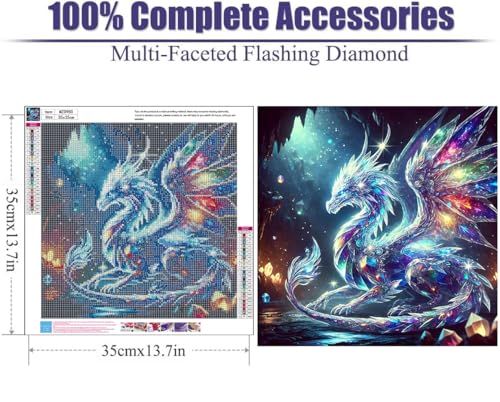 Lophomie Diamond Art Kits for Adults, 5D Diamond Painting Kits 14x14 in - color: Diamond Art Dragon, size: 13.8x13.8in (35x35cm)
