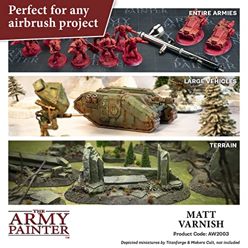 The Army Painter, Airbrush Matt Varnish, 100 ml dropper bottle | Acrylic varnish for airbrushing and painting Wargame miniatures and board games
