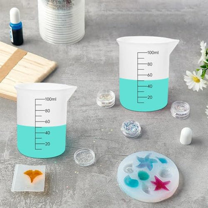 8 PCS Silicone Measuring Cups Kits,Silicone Measuring Cup,100ml Non-Stick Mixing Cups,Precise Scale,Durable Easy Clean for Epoxy Resin,Stain Jewelry Making,Casting Molds, Waxing,DIY, Art,Craft - size: 100ML*8