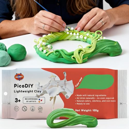 Air Dry Clay Lightweight, Flexible Modeling Clay for Adults Arts and Crafts | Professional & Moldable, Soft & No-Stick, Polymer Clay for Sculpting, Molding,Anime Figures,Making Costumes,DIY Projects - color: Light Green