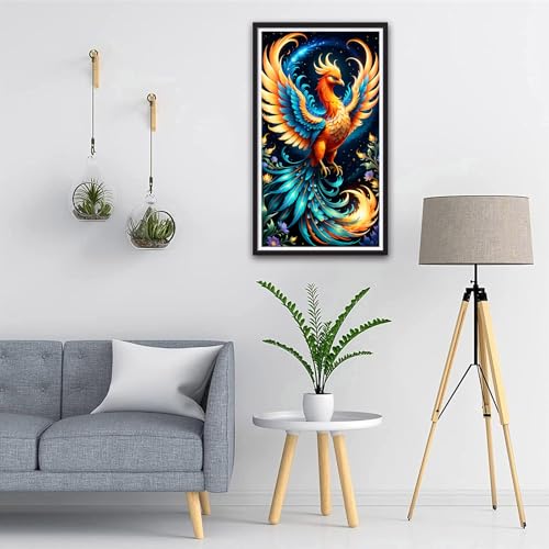 ARTGOTO Phoenix B Diamond Painting Kit for Adults 15.7 x 27.5 Inch | Large 5D Full Square Drill Diamond Art Kit, Orange Firebird DIY Gem Art Canvas with 2 Tool Sets, 30% Extra Diamonds - color: AGT002