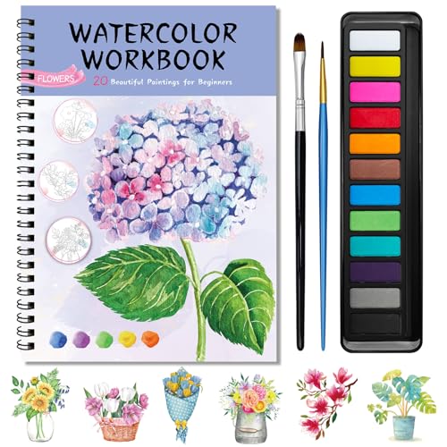 Kalysky Watercolor Workbook for Beginners with Paints Set for Adults