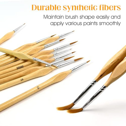 Detailing Paint Brush, 11 Pcs Miniature Paint Brushes, Triangular Handles | Art Paint Brushes, For Acrylic Painting, Model, Face, Figurine, Watercolor, Oil, Paint by Numbers Kit for Adults