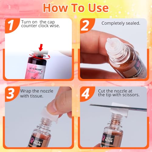 LET'S RESIN 64pcs Alcohol Ink Set, 9 Pastel and 9 Metallic Colors