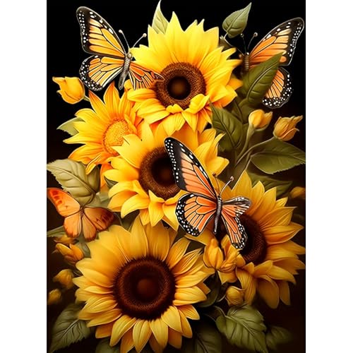 Sunflower Diamond Painting Kits for Adults, 12x16 Inch DIY Paint by Numbers for Adults Beginner, DIY Full Drill Diamond Dots Paintings Picture Arts Craft for Home Wall Art Decor (Yellow Butterfly) - color: 07-Yellow Butterfly