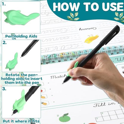 gisgfim Grooved Cursive Handwriting Workbook Magic Reusable Grooved Cursive Handwriting Practice Guided Tracing with Disappearing Ink Pens for Beginners Kids Learning Activities Supplies (Words) - style: Vocabulary