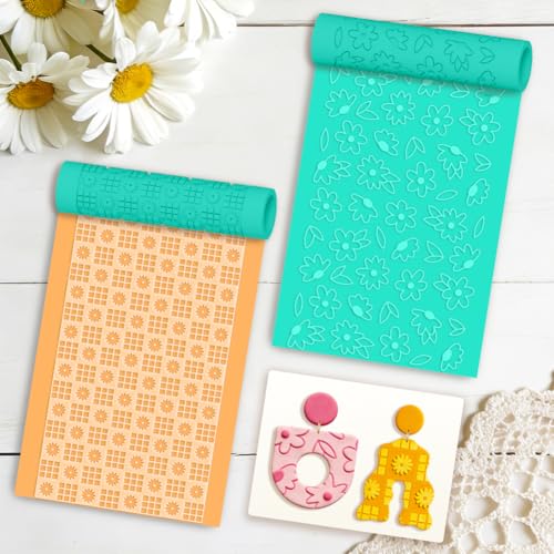 beinkmake 5Pcs Daisy Pattern Polymer Clay Texture Rollers, Plastic Clay Tools with Storage Case for DIY Jewelry Making, Scrapbooking, Pottery Crafting - color: Daisy