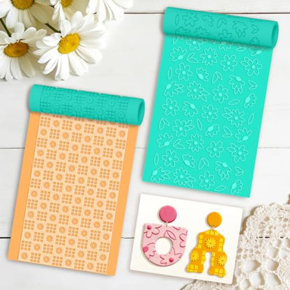 beinkmake 5Pcs Daisy Pattern Polymer Clay Texture Rollers, Plastic Clay Tools with Storage Case for DIY Jewelry Making, Scrapbooking, Pottery Crafting - color: Daisy