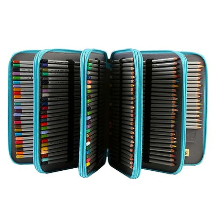 250 Slots Pencil Case 5-Layer Zipped Holder w/Handle - color: Daisy, size: 250
