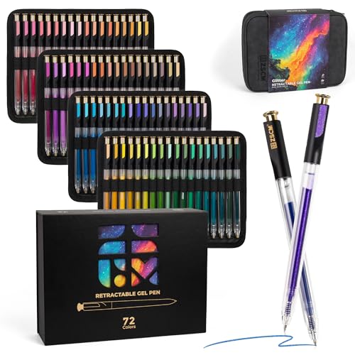 Retractable Glitter Gel Pens, 72 PCS Large Capacity Multicolor Metallic Pen - color: 72 Colors