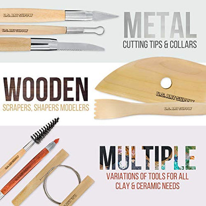 U.S. Art Supply Pottery & Clay Tools Set (53-Piece) | Includes Pottery Tools, Canvas Case for Sculpting, Ceramics, and Easy Storage & Transport - size: 53-Piece with Plastic Case