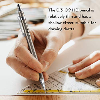 29PCS Metal Mechanical Pencil Set, Professional Drawing Kit in Leather Case | Mechanical Pencil Pack: 0.3 0.5 0.7 0.9 2mm Pencil Holder, (6B 4B 2B HB 2H 4H) Lead, Erasers, for Art Drafting Sketching - color: Gold, size: 1 Count (Pack of 5)