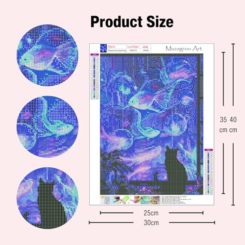 Muzagroo Art Diamond Paintings Kits for Adults Round Full Drill 5D Diamond Art Kits for Beginners Animals Diamond Art Paintings Gem Paintings Diamond Dot Kit 30x40cm(Fish Dream) - color: Fish dream