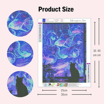 Muzagroo Art Diamond Paintings Kits for Adults Round Full Drill 5D Diamond Art Kits for Beginners Animals Diamond Art Paintings Gem Paintings Diamond Dot Kit 30x40cm(Fish Dream) - color: Fish dream