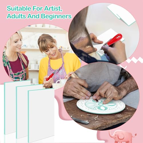 Frienda 50 Pcs 4"x6" Rubber Carving Blocks Linoleum Block Stamp Making Kit Soft Rubber for Craft Project Beginners Stamp Maker Printmaking Supplies (White and Green) - color: White and Green
