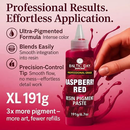BALTIC DAY Burgundy Red Epoxy Resin Pigment Paste, Extra Large 191g (6.7oz) – Opaque Resin Colorant, Highly Concentrated Epoxy Dye, Mica Powder Alternative for Resin Art, Jewelry, Tumblers, River Tables & Crafts - color: Burgundy Red