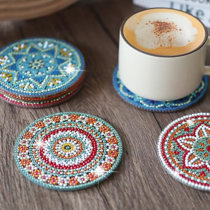Temlum 6 Pcs Diamond Art Coasters Kits for Adults & Teens, Mandala | Diamond Painting Coasters, Small Diamond Painting Kit Art Craft Supplies - color: Mandala Coasters