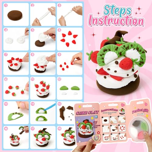 Air Dry Clay for Kids Modeling Clay Kit, 12 Boxes Model Magic Molding Clay with Tools & Tutorial, Non-Sticky, Arts and Crafts for Kid Ages 4-8 8-12 Girl Birthday Gift, Cake Party Favor Classroom Prize