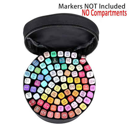 BTSKY Multifunction Marker Case - Zippered Canvas Pen Bag for 80 Markers