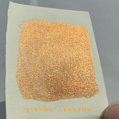 Full Pan Handmade Color Flake Shimmer Metallic Watercolor Paints Chose your Color (Sparkling Tangenine) - color: Sparkling Tangenine (Full Pan)