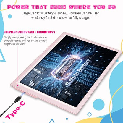 LED Drawing Tablet Kits Pink - 15" Light Board for Diamond Painting | Best Birthday, Holiday Gifts Toy for Kids Girls 3,4,5,6,7,8,9,10,11,12 Year Old, Back to School Art Travel Essentials - style: 15" Kit Pink (Rechargeable)