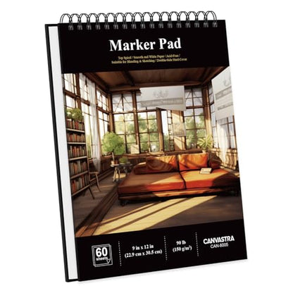 Marker Paper Sketchbook 9x12, 60 Sheets Marker Pad for Alcohol Markers, 90lb/150gsm Paper for Markers with No Bleeding, Sketch Book for Alcohol Markers bleedproof for Adults, Artists, Beginners, Kids. - size: 9" × 12", 60 Sheets